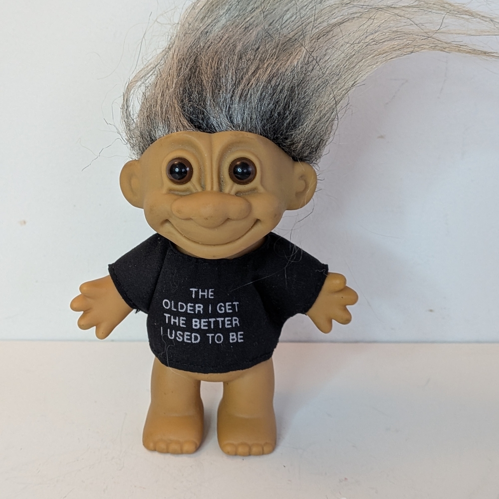 Vintage Russ Troll Elderly Doll Gray Hair Senior Aging 50th Birthday Gift